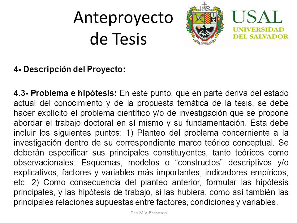 Anteproyecto de Tesis 4- Descripción del Proyecto: