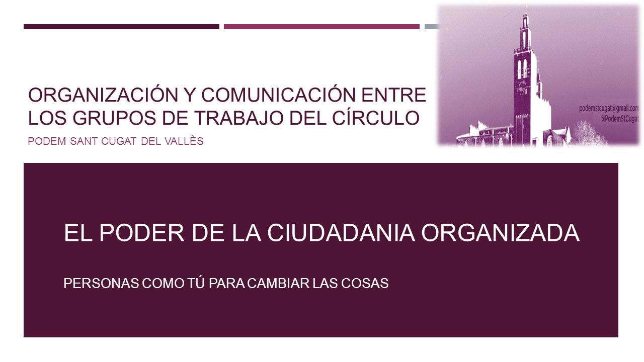 organizaciÓn Y COMUNICACIÓN ENTRE LOS grupos de trabajo DEL CÍRCULO
