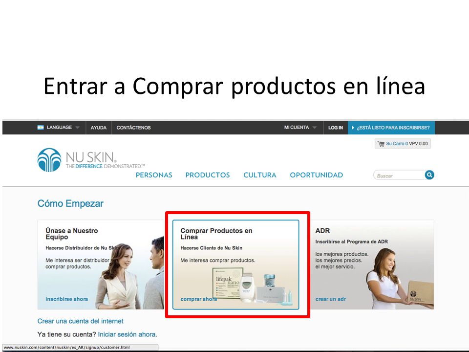 Entrar a Comprar productos en línea