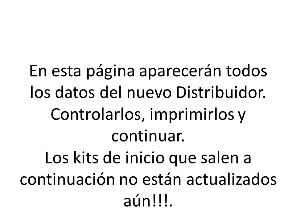 En esta página aparecerán todos los datos del nuevo Distribuidor
