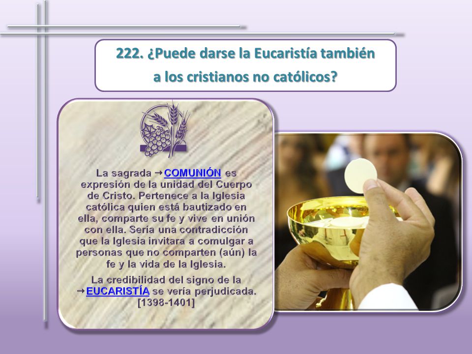 222. ¿Puede darse la Eucaristía también a los cristianos no católicos