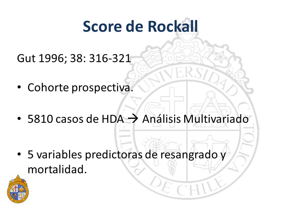 Score de Rockall Gut 1996; 38: Cohorte prospectiva.