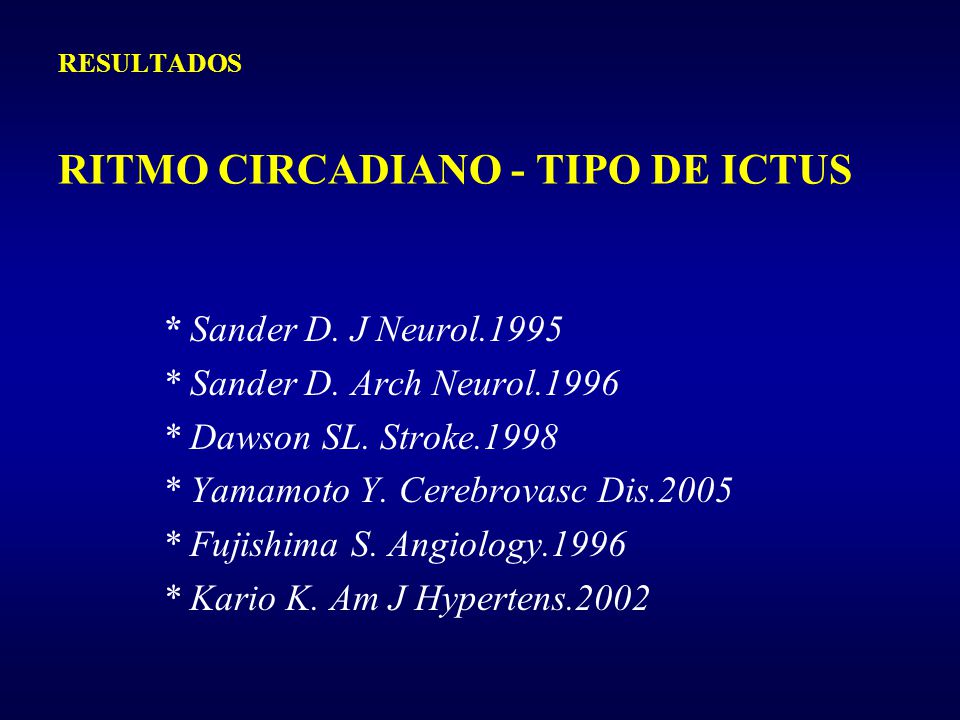 RESULTADOS RITMO CIRCADIANO - TIPO DE ICTUS