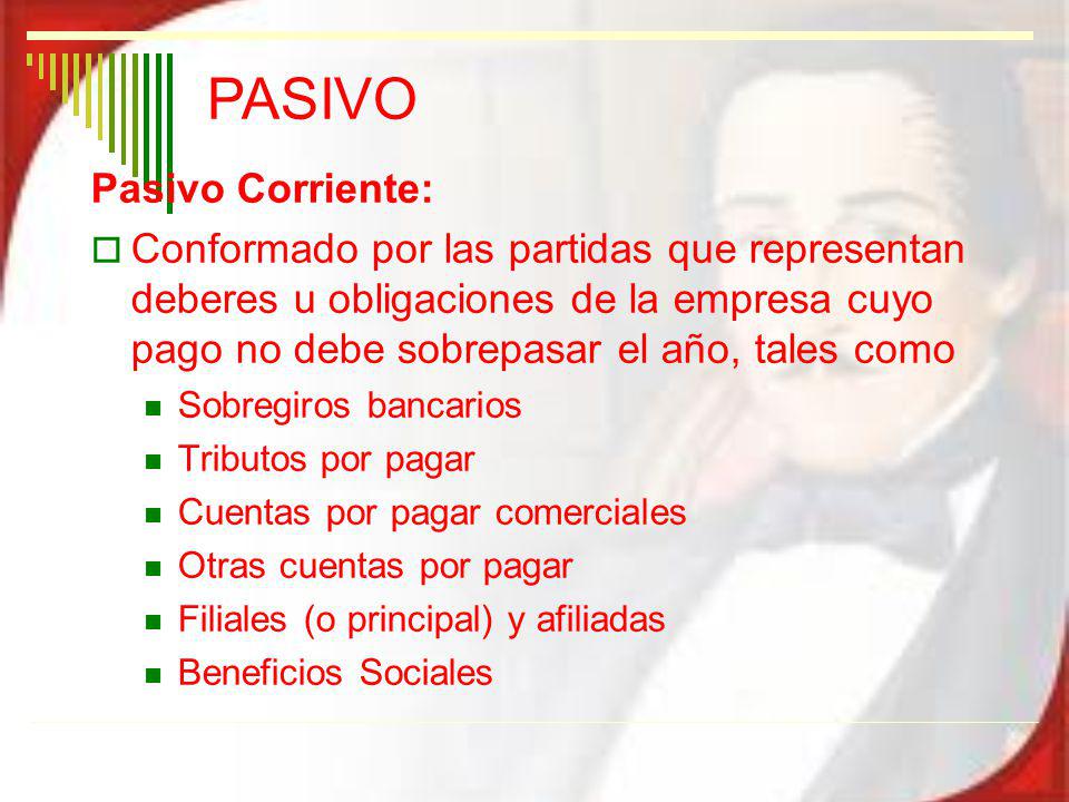 PASIVO Pasivo Corriente: