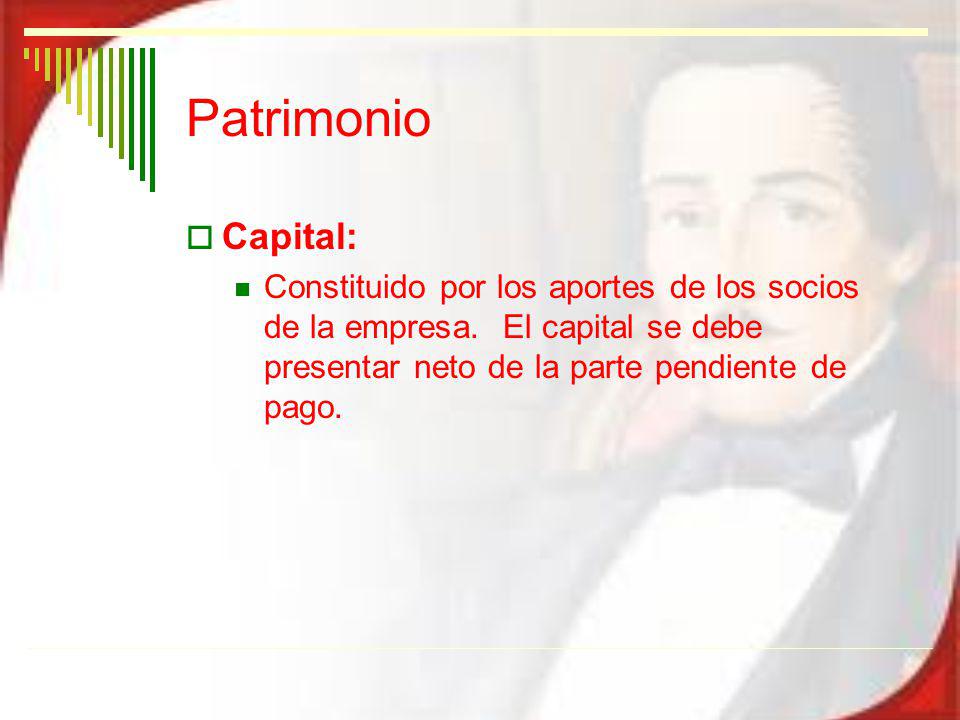 Patrimonio Capital: Constituido por los aportes de los socios de la empresa.
