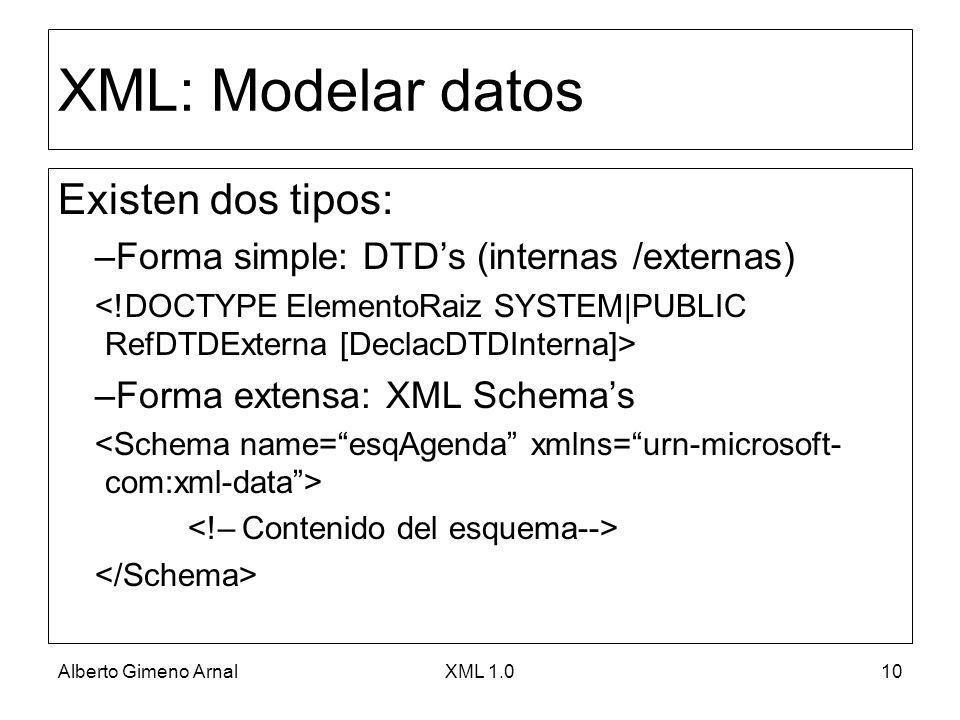 XML: Modelar datos Existen dos tipos: