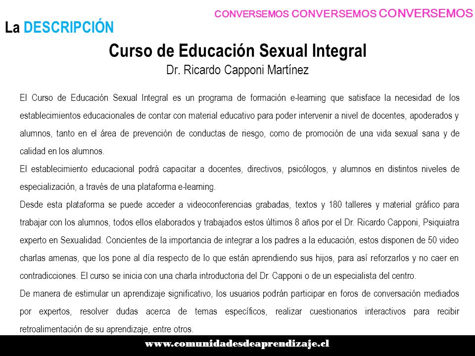Curso de Educación Sexual Integral Dr. Ricardo Capponi Martínez