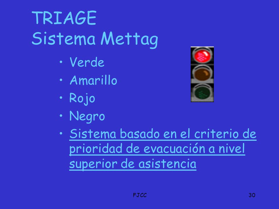 TRIAGE Sistema Mettag Verde Amarillo Rojo Negro