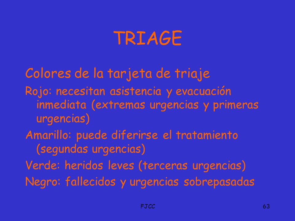 TRIAGE Colores de la tarjeta de triaje