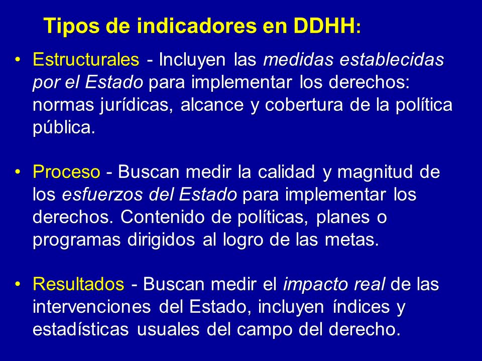 Tipos de indicadores en DDHH: