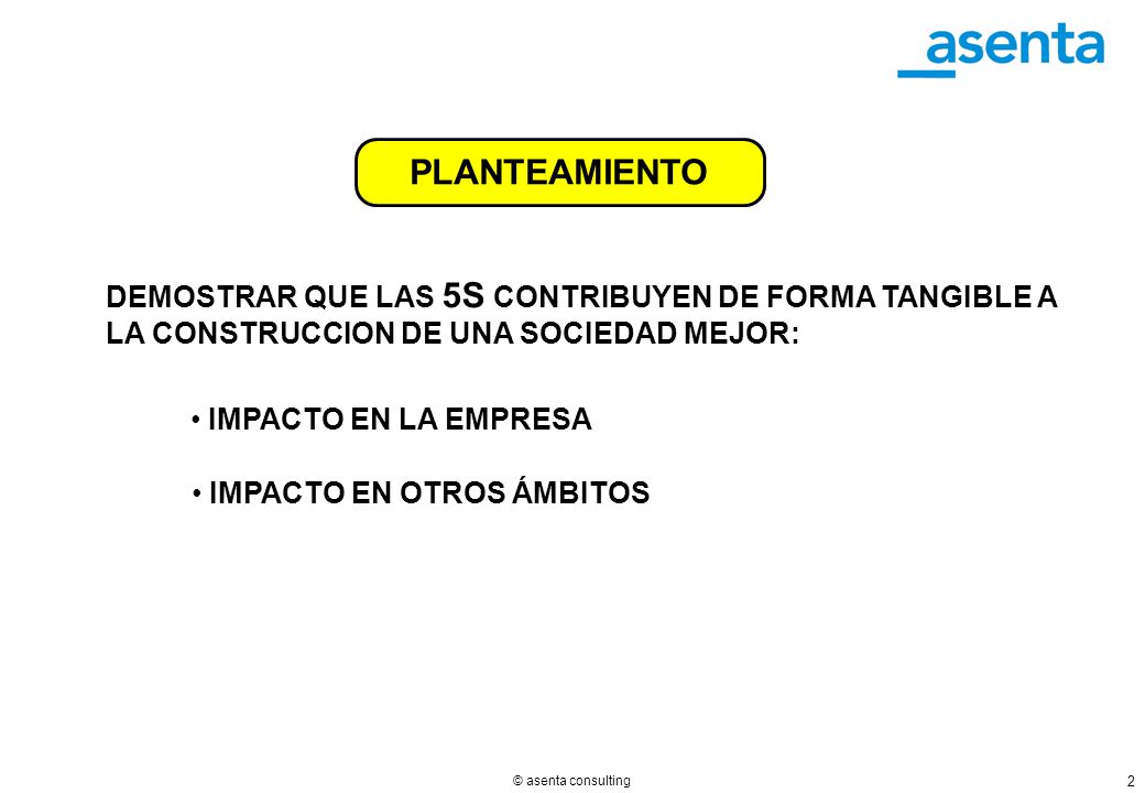 PLANTEAMIENTO DEMOSTRAR QUE LAS 5S CONTRIBUYEN DE FORMA TANGIBLE A LA CONSTRUCCION DE UNA SOCIEDAD MEJOR: