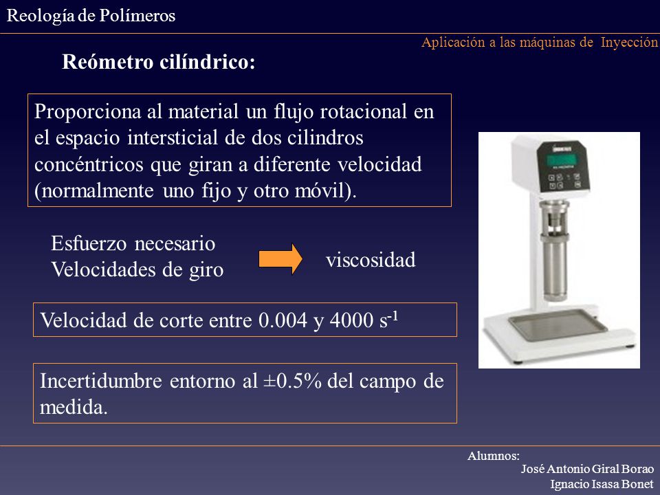 Esfuerzo necesario Velocidades de giro viscosidad