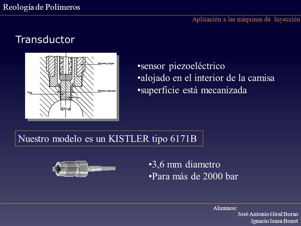 sensor piezoeléctrico alojado en el interior de la camisa