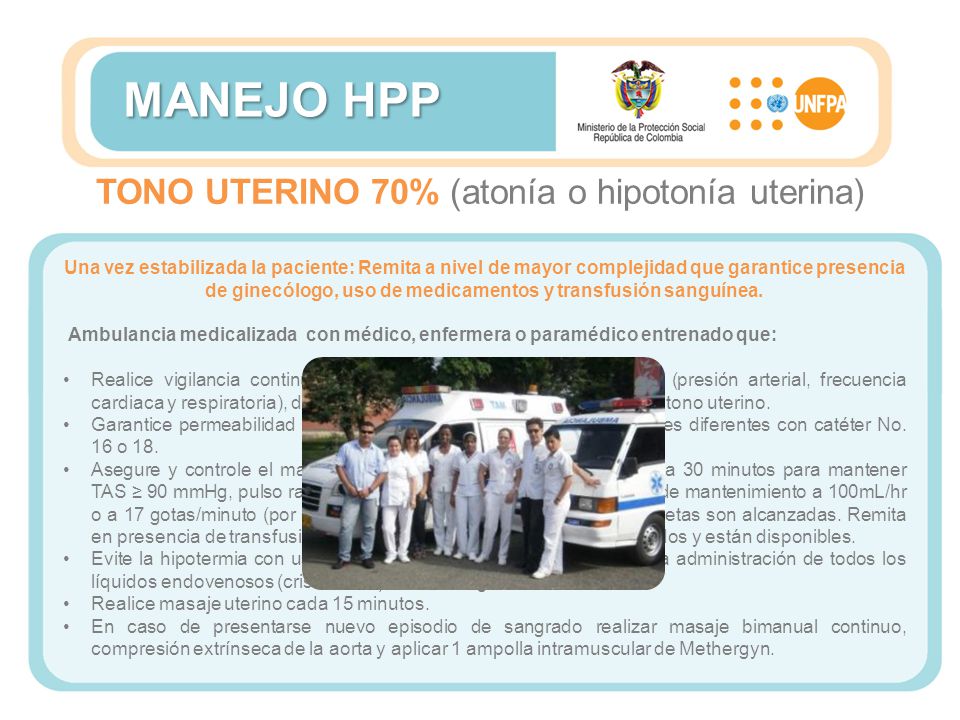 TONO UTERINO 70% (atonía o hipotonía uterina)