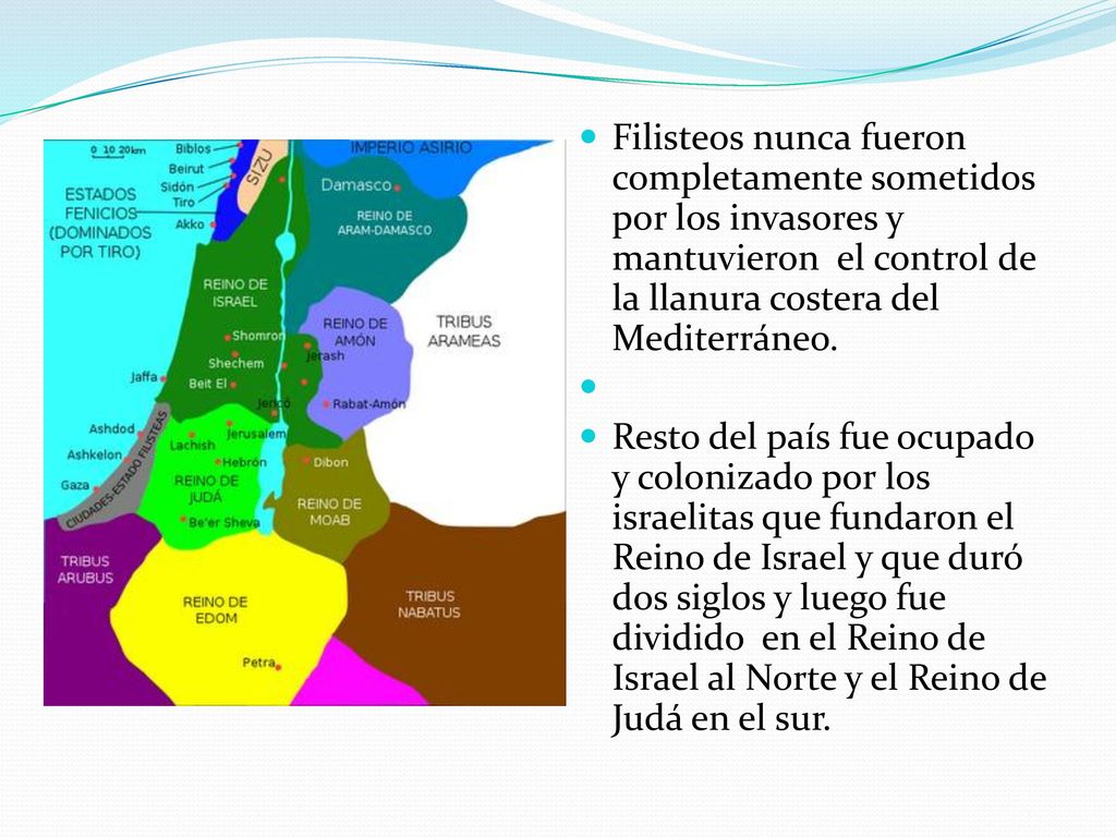 Filisteos nunca fueron completamente sometidos por los invasores y mantuvieron el control de la llanura costera del Mediterráneo.