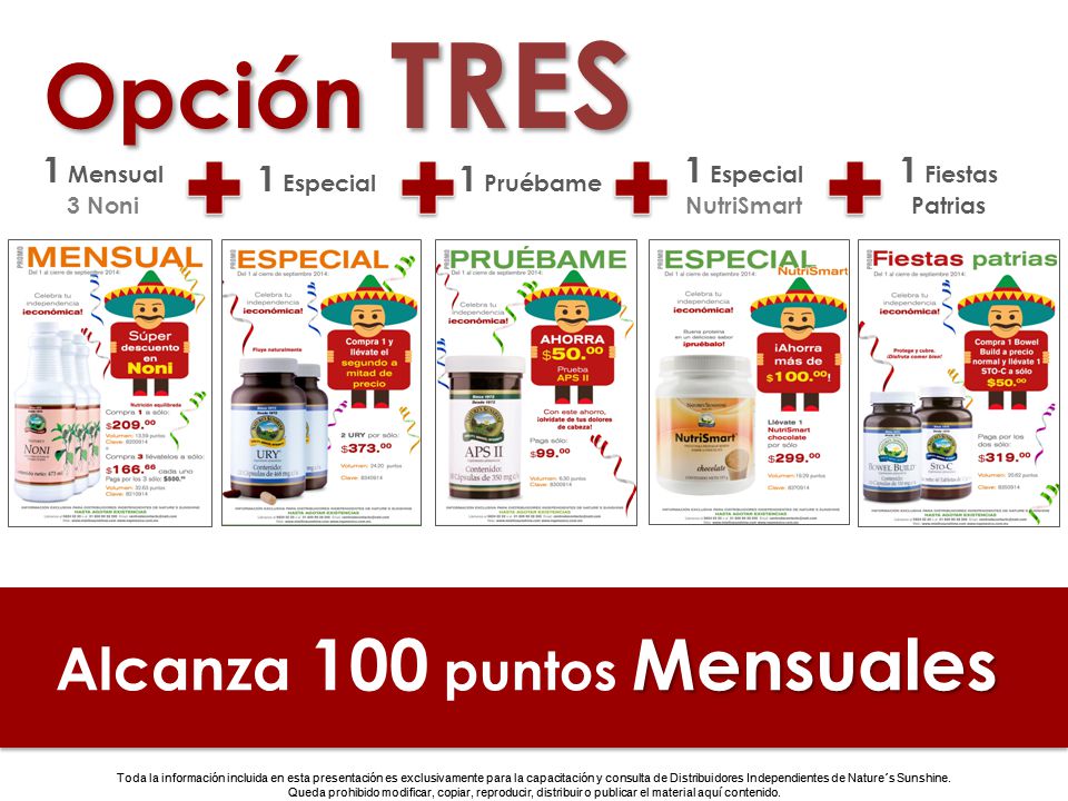 Opción TRES Alcanza 100 puntos Mensuales Alcanza 100 puntos Mensuales