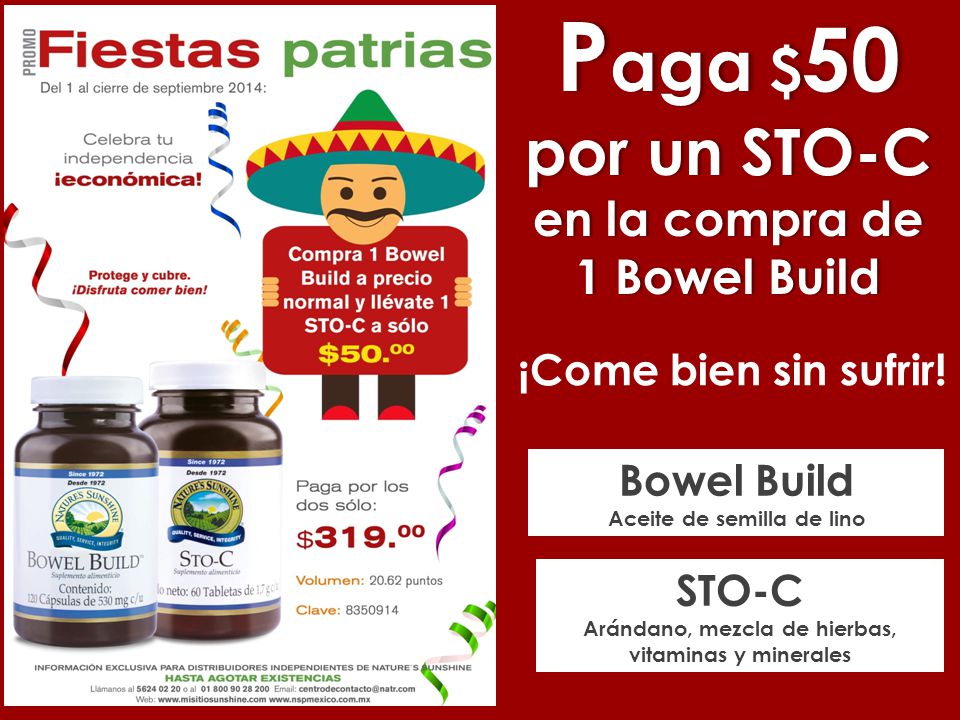 Paga $50 por un STO-C en la compra de 1 Bowel Build