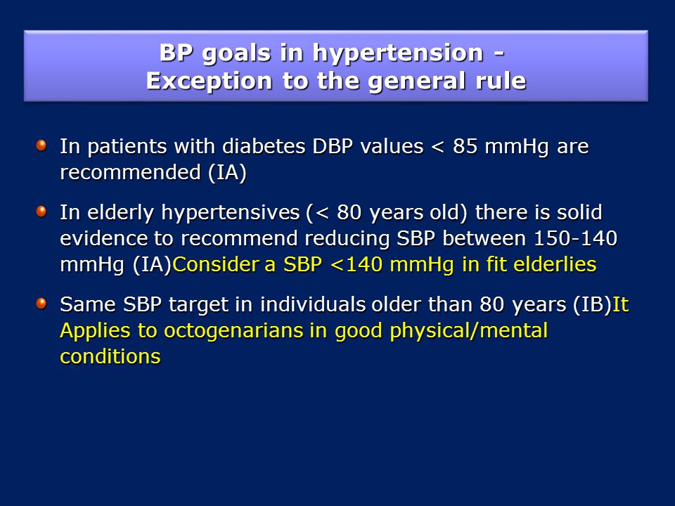 BP goals in hypertension - Exception to the general rule