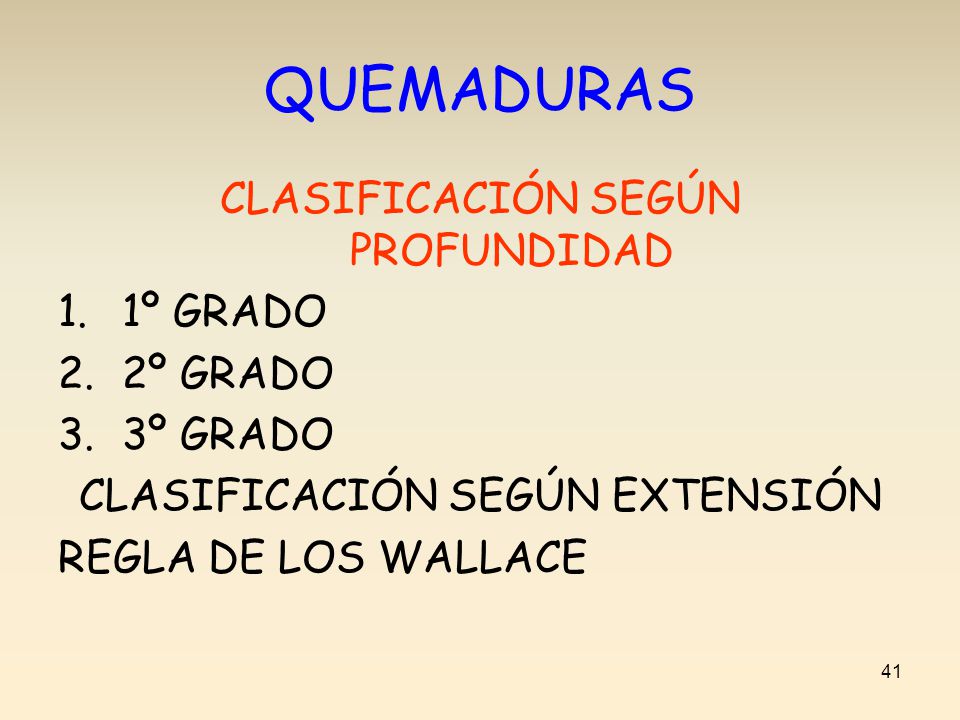 QUEMADURAS CLASIFICACIÓN SEGÚN PROFUNDIDAD 1º GRADO 2º GRADO 3º GRADO