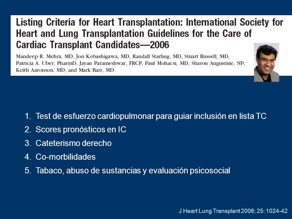 Test de esfuerzo cardiopulmonar para guiar inclusión en lista TC