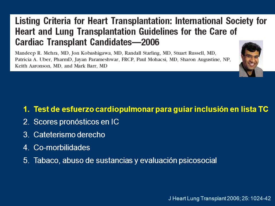 Test de esfuerzo cardiopulmonar para guiar inclusión en lista TC