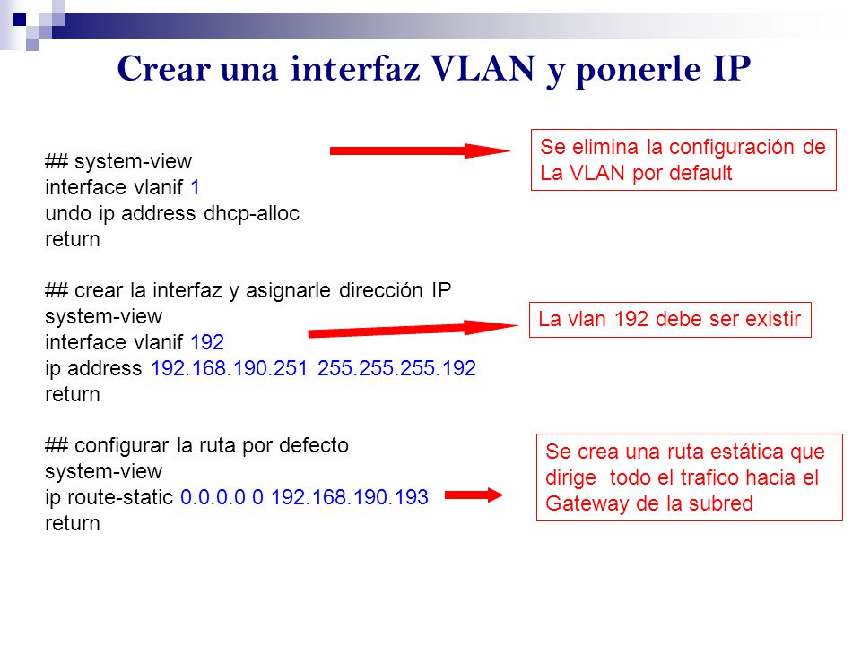 Crear una interfaz VLAN y ponerle IP