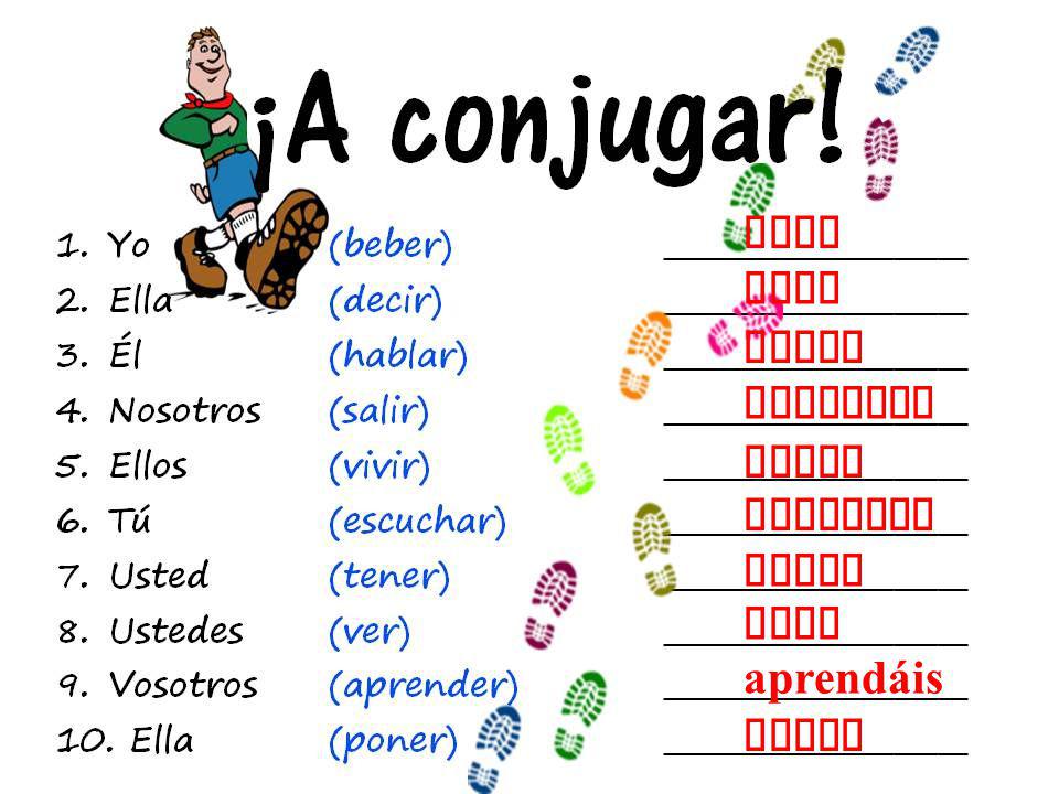 beba diga hable salgamos vivan escuches tenga vean aprendáis ponga