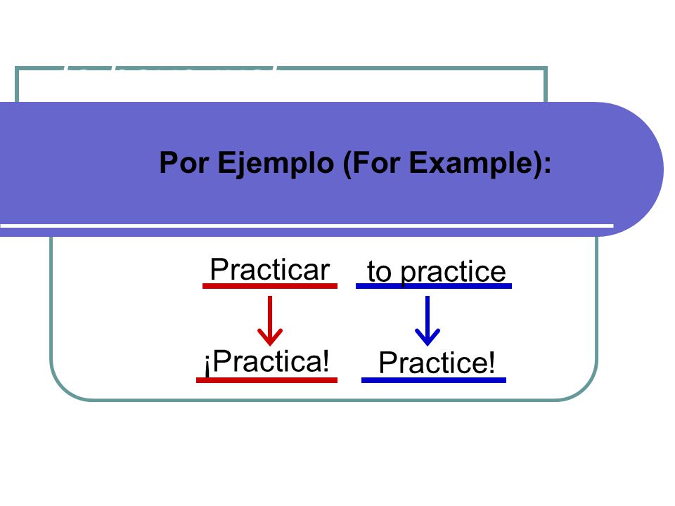 to have just ________ Por Ejemplo (For Example): Practicar to practice