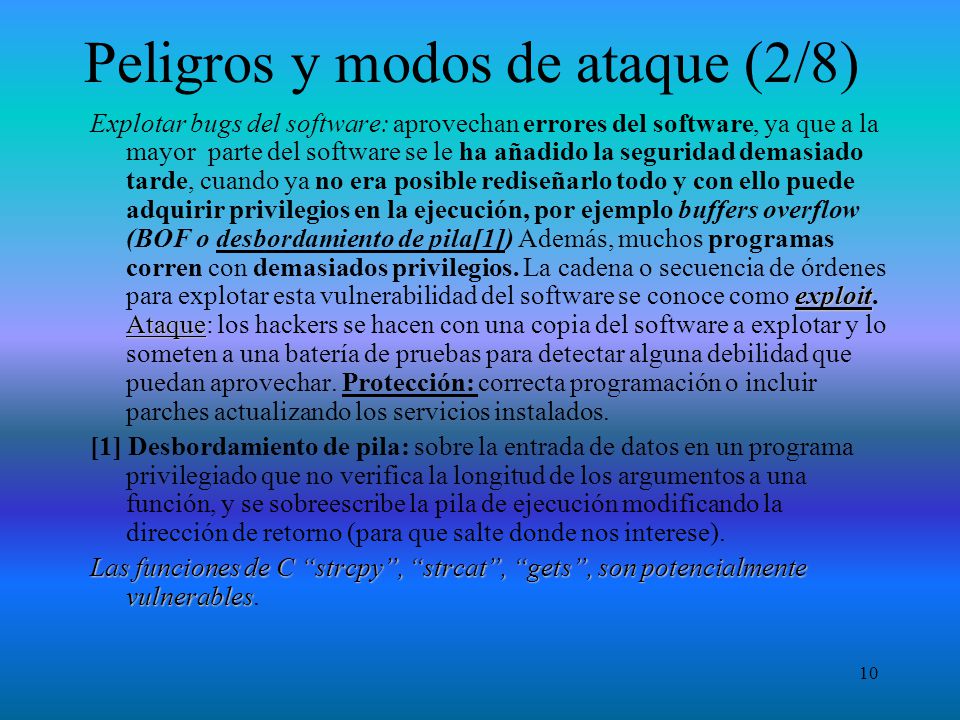 Peligros y modos de ataque (2/8)
