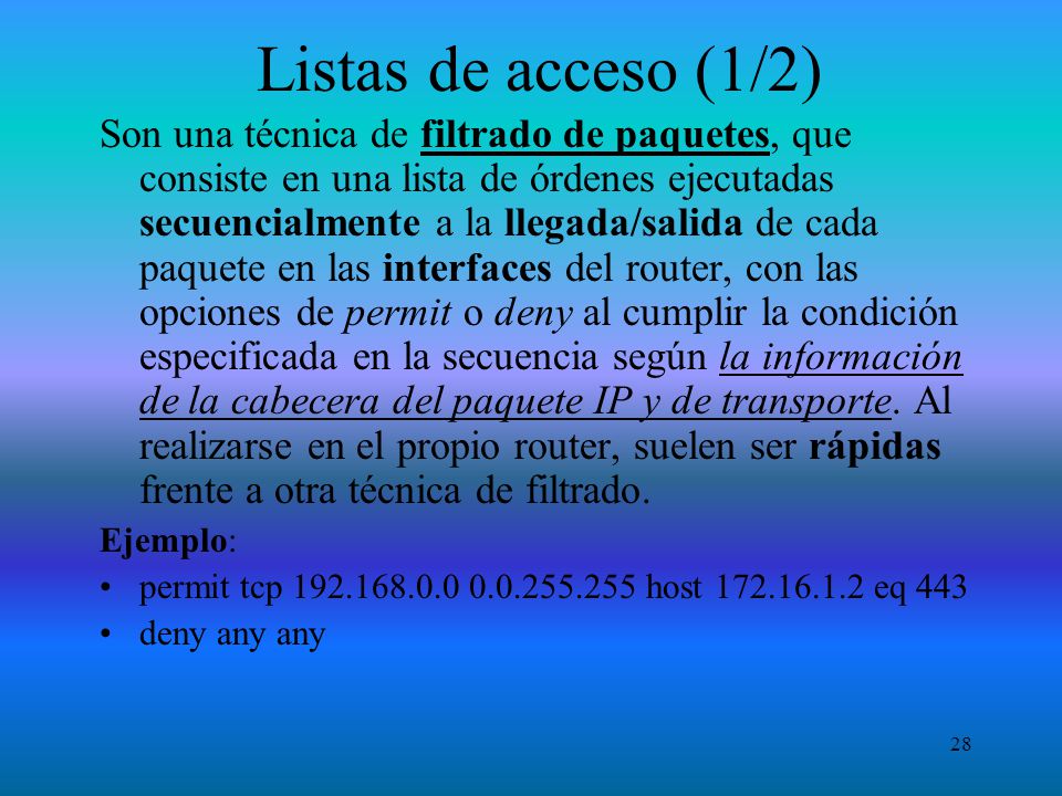 Listas de acceso (1/2)