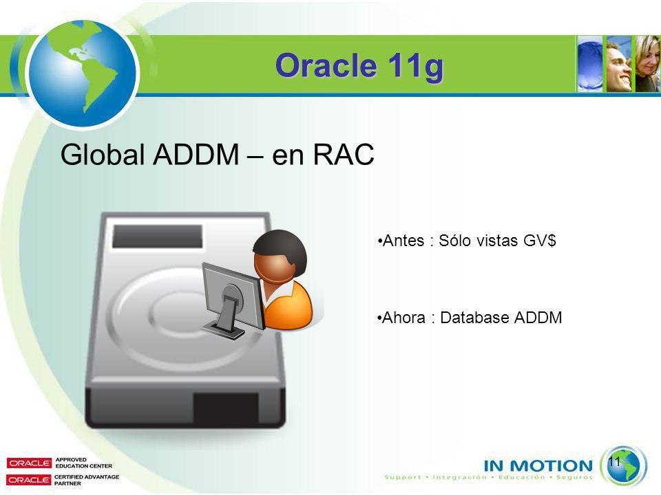 Oracle 11g Global ADDM – en RAC Antes : Sólo vistas GV$