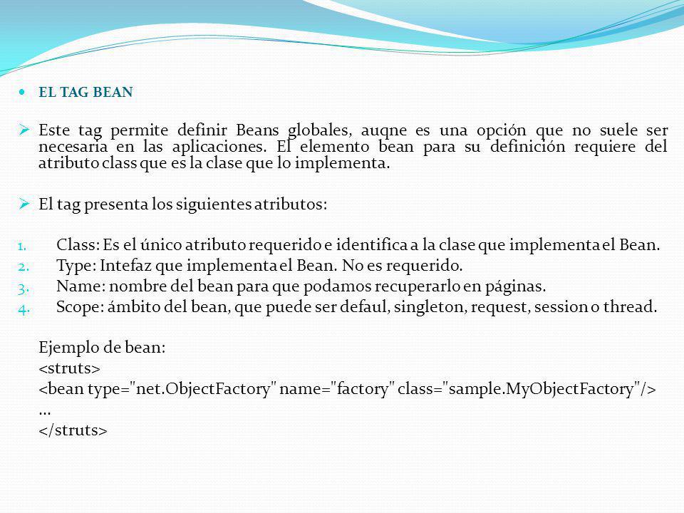 El tag presenta los siguientes atributos: