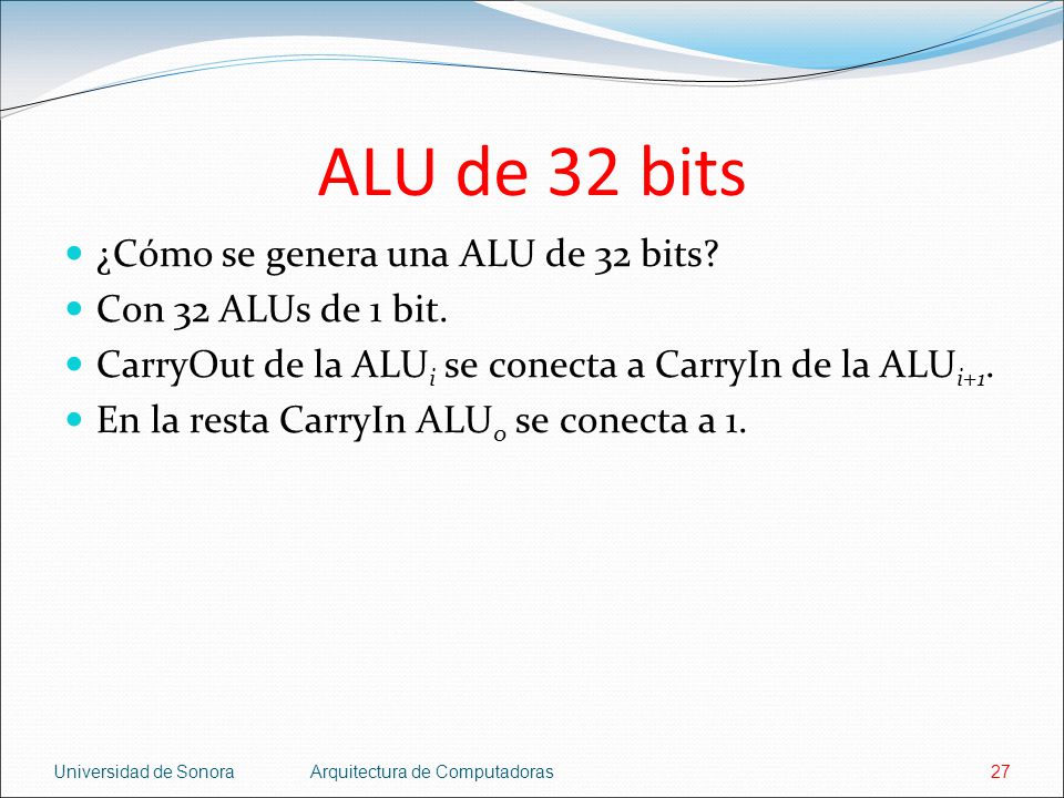 ALU de 32 bits ¿Cómo se genera una ALU de 32 bits