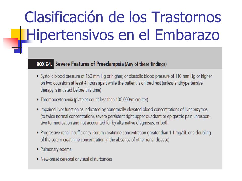 Clasificación de los Trastornos Hipertensivos en el Embarazo
