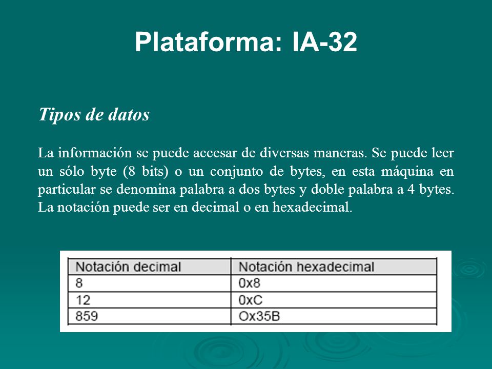 Plataforma: IA-32 Tipos de datos