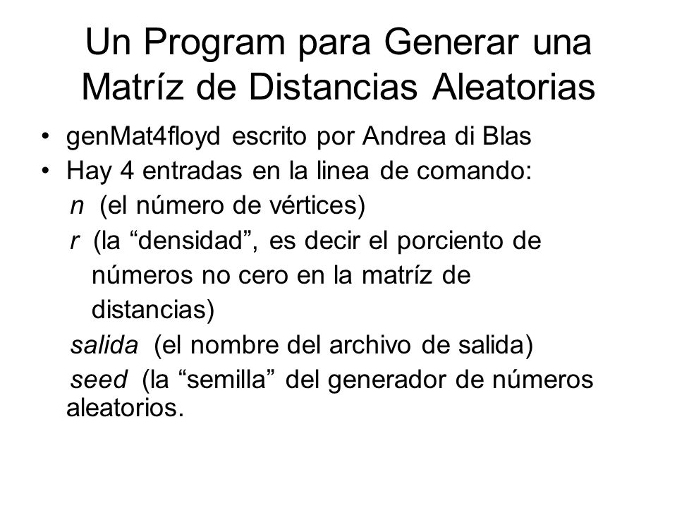 Un Program para Generar una Matríz de Distancias Aleatorias