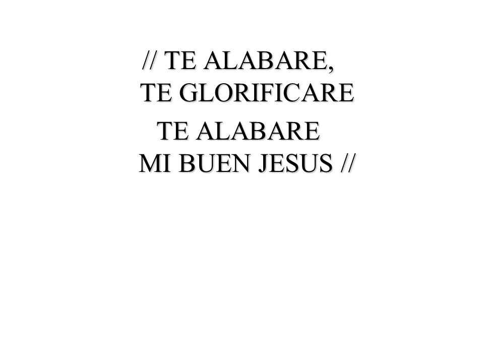 // TE ALABARE, TE GLORIFICARE TE ALABARE MI BUEN JESUS //