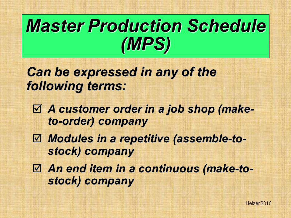 Master Production Schedule (MPS)