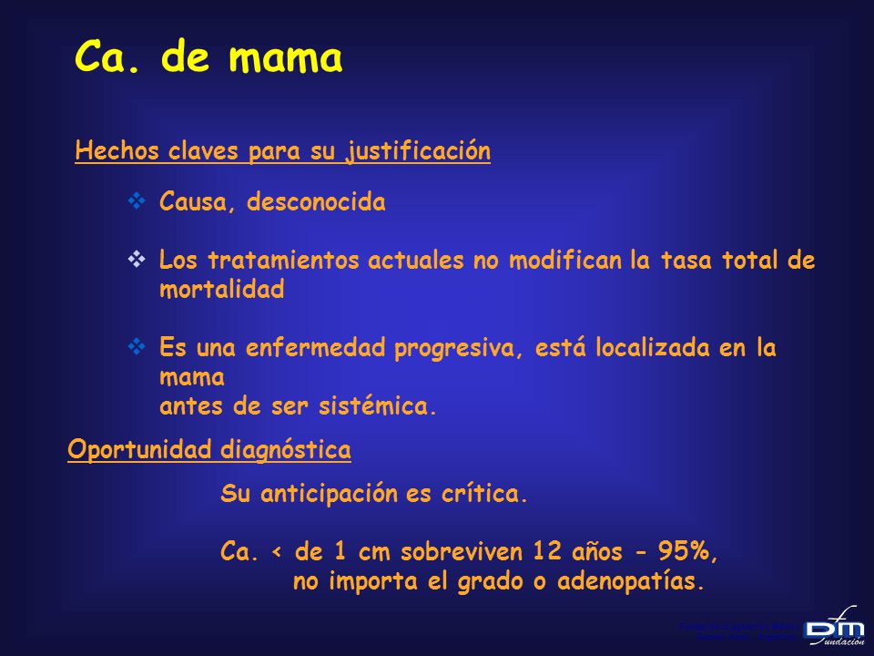 Ca. de mama Hechos claves para su justificación Causa, desconocida