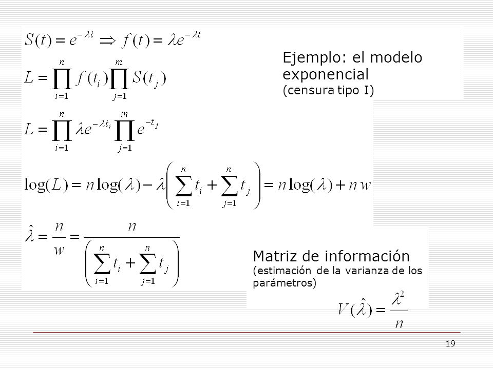 Ejemplo: el modelo exponencial (censura tipo I)
