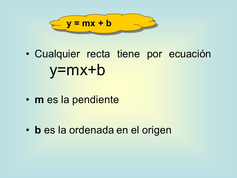 Cualquier recta tiene por ecuación y=mx+b