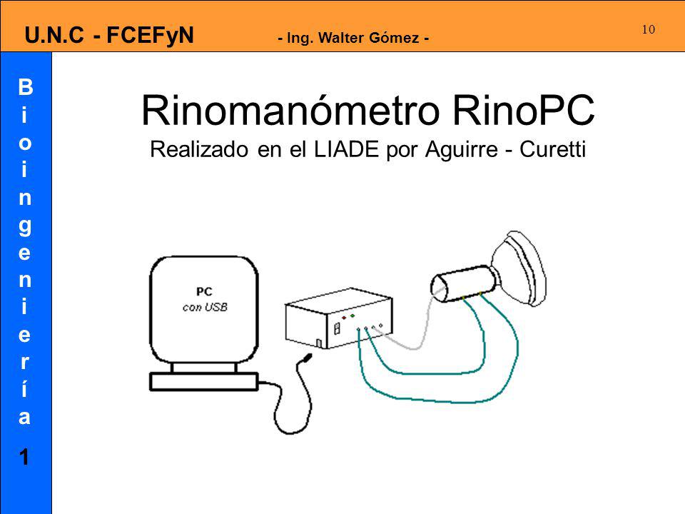 Rinomanómetro RinoPC Realizado en el LIADE por Aguirre - Curetti
