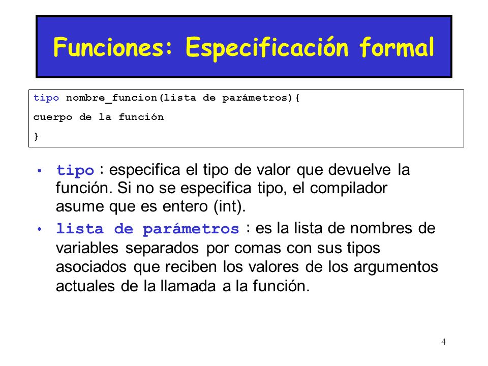 Funciones: Especificación formal