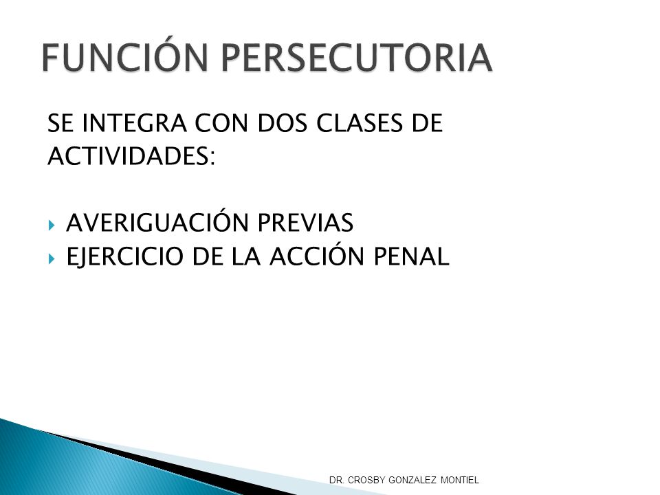 FUNCIÓN PERSECUTORIA SE INTEGRA CON DOS CLASES DE ACTIVIDADES: