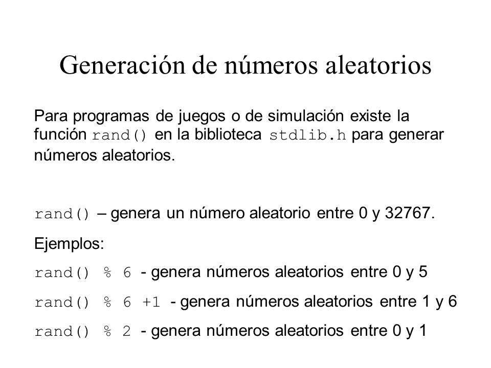 Generación de números aleatorios