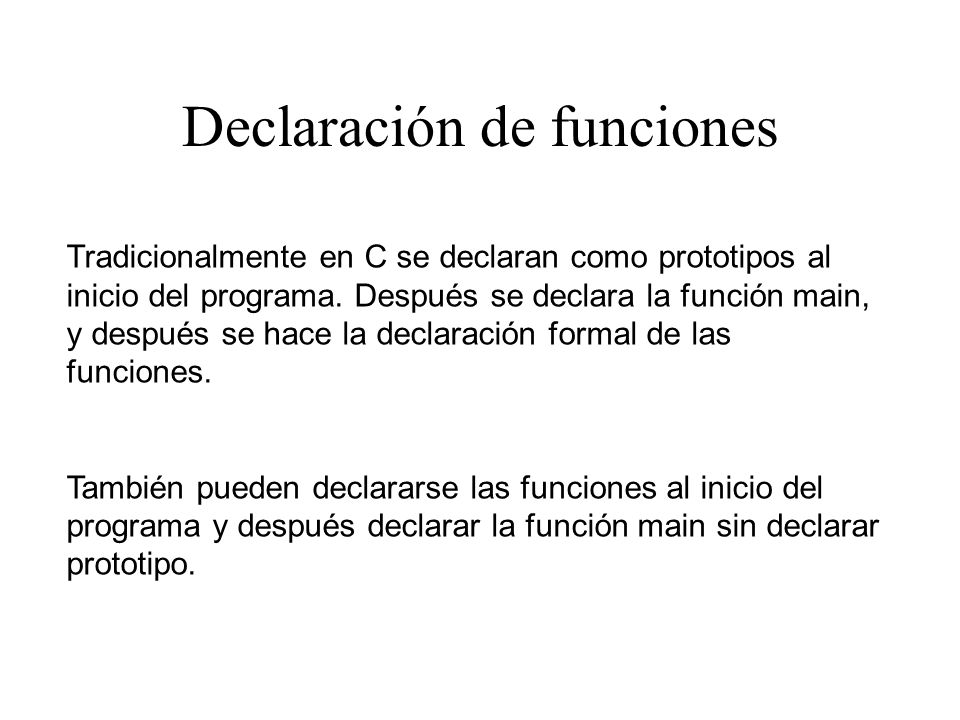 Declaración de funciones