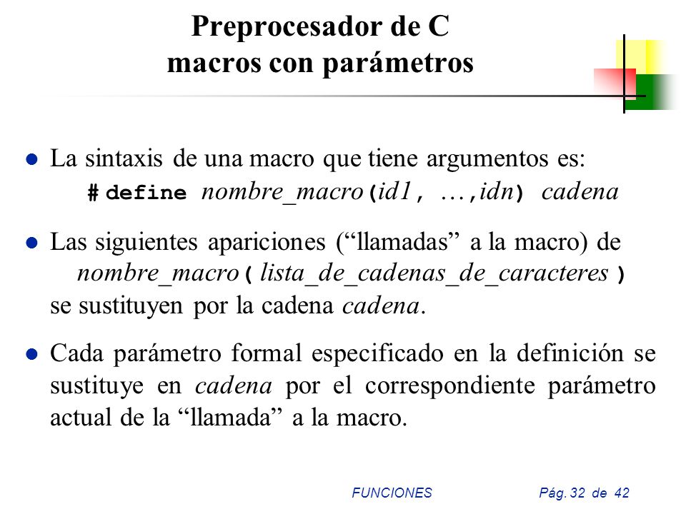 Preprocesador de C macros con parámetros