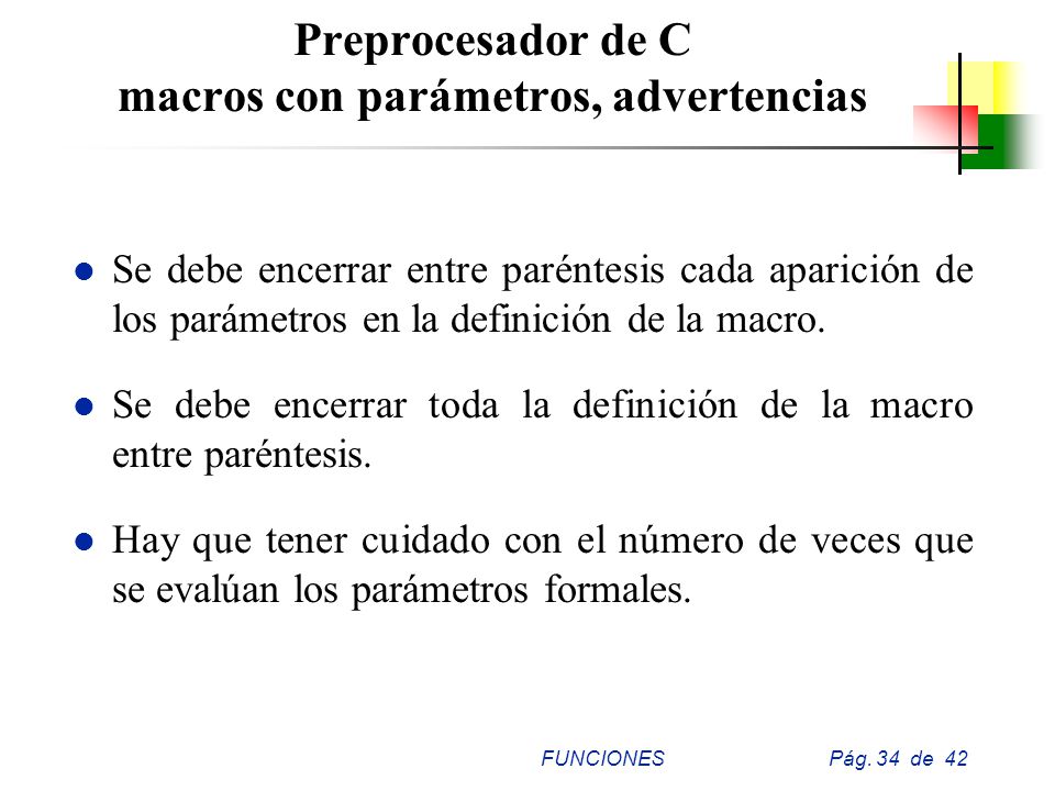 Preprocesador de C macros con parámetros, advertencias