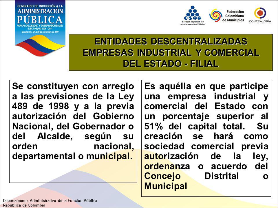 ENTIDADES DESCENTRALIZADAS EMPRESAS INDUSTRIAL Y COMERCIAL DEL ESTADO - FILIAL
