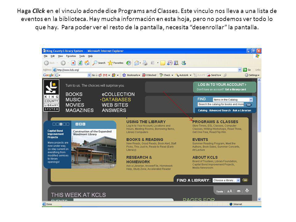 Haga Click en el vinculo adonde dice Programs and Classes